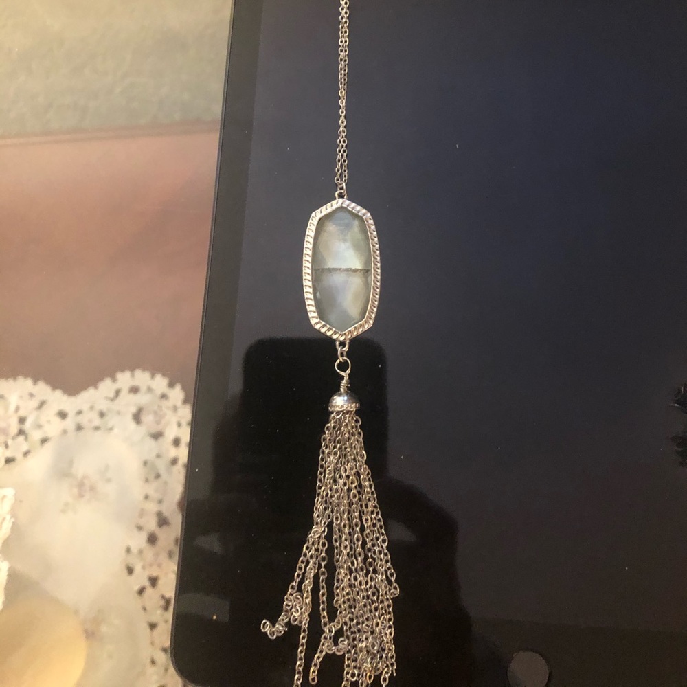 16 inch silver chain with attached milky pendant